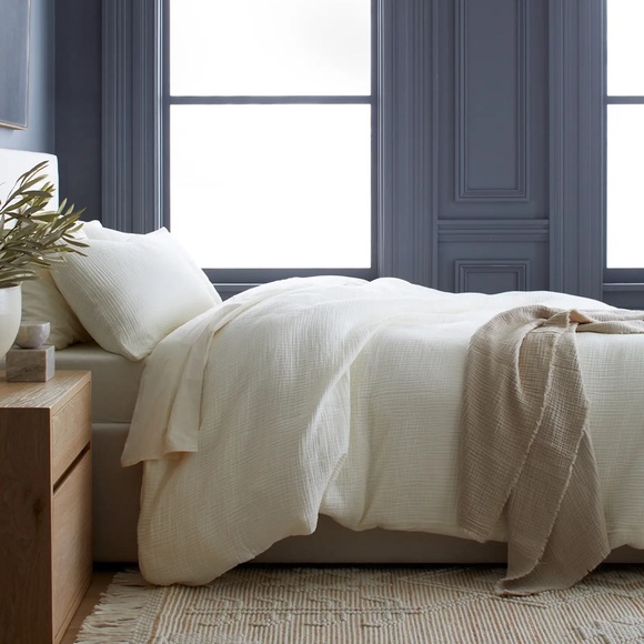 QUINCE Organic Airy Gauze Duvet Cover King/Cal King Ivory 6665 - Picture 4 of 9